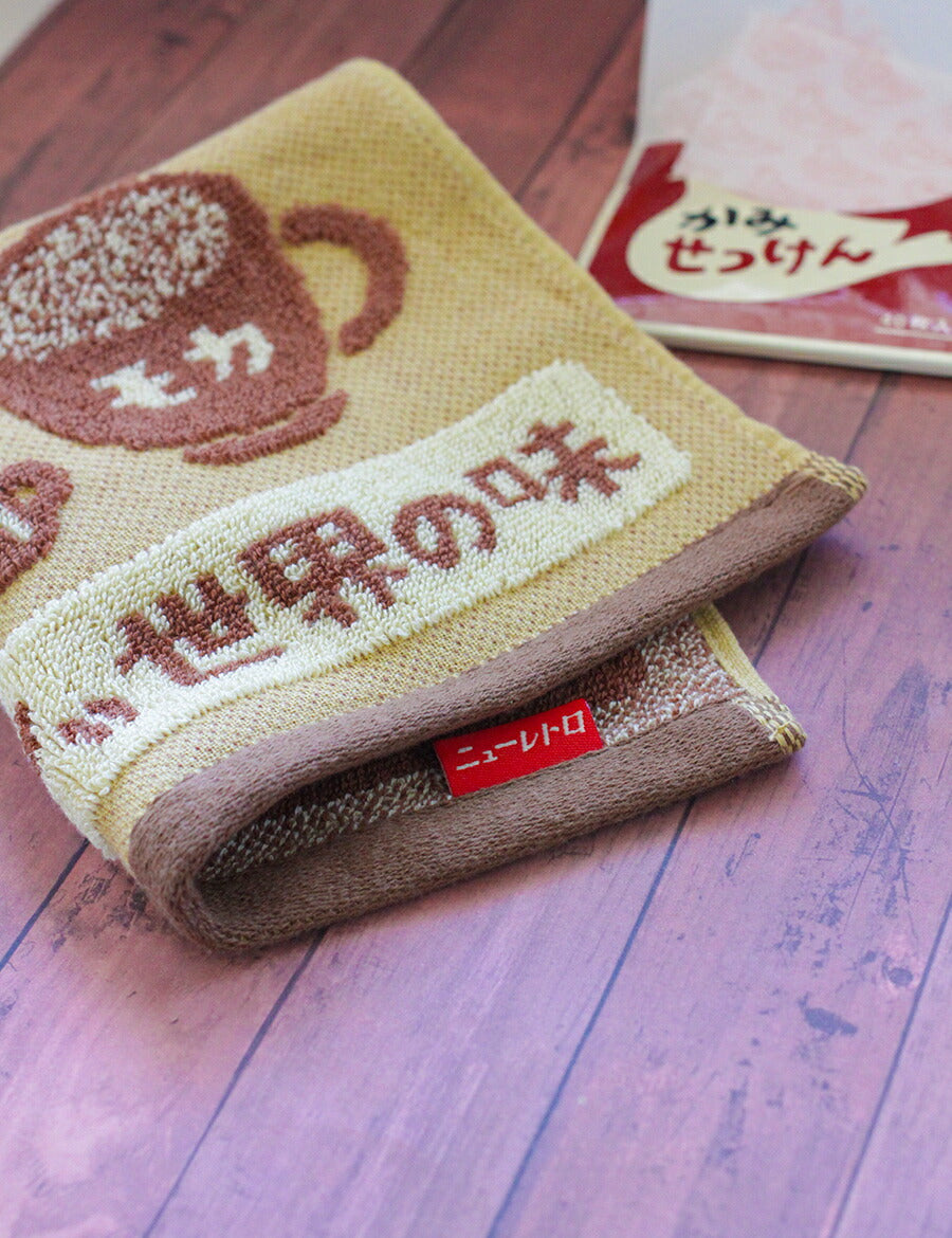 ハンドタオル綿100%ハイタイドニューレトロおしゃれ可愛い大人ハンカチレトロ刺繍イラストおもしろユニーク雑貨レディースメンズプチギフトギフトプレゼントタオルハンカチぎょうざコーヒースワンボートサウナ