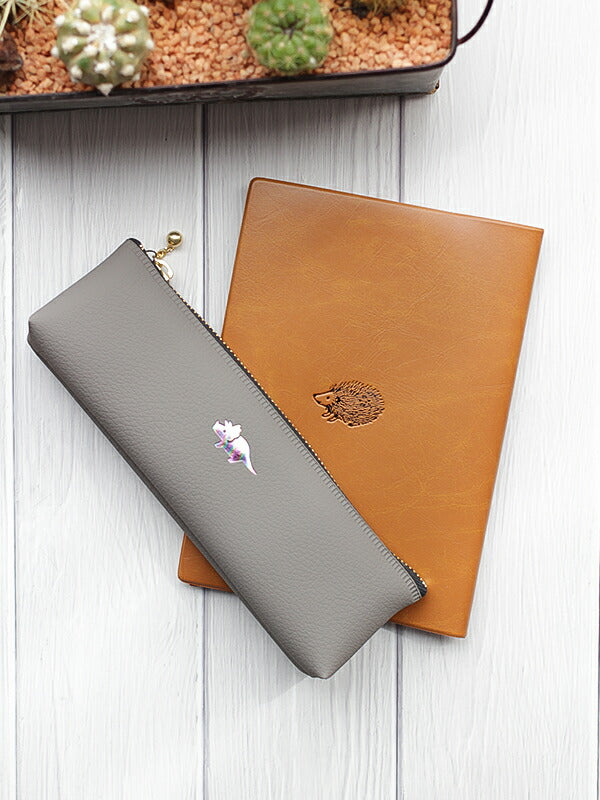 ブックカバーA6文庫かわいいペンケース文庫本文庫本カバー手帳本メモ帳カバーおしゃれワンポイントPVCレザー水濡れ防止ギフトプレゼントお返し動物2個セット