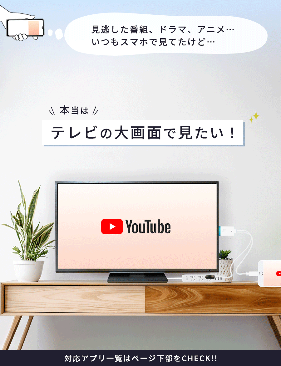 iPhoneテレビ接続ケーブルiPhoneミラーリングHDMIスマホ変換Youtubeナビプロジェクター有線TV出力アイフォンiPadアクセサリー家庭TVカーナビmirascreen