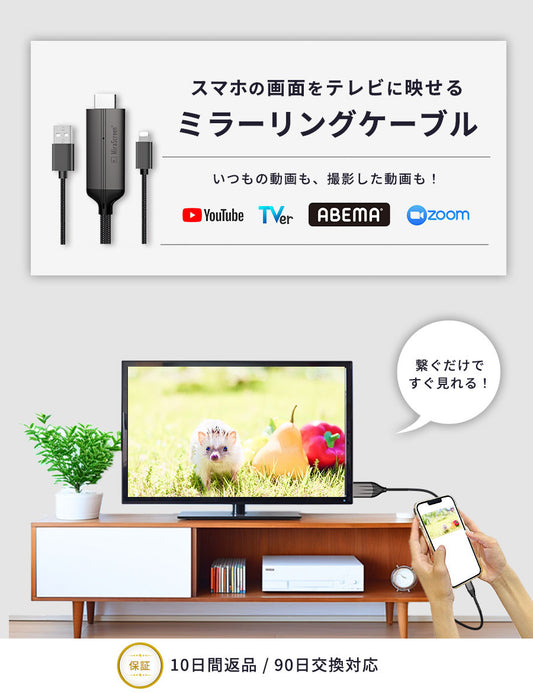 【クーポン有24日20時】【挿すだけ】【楽天1位獲得】iPhoneHDMIライトニング変換ケーブルナビテレビ接続ケーブルスマホミラーリング車カーオーディオYoutubeTVerHDMI変換ケーブル変換HDMIケーブル変換アダプタアイフォンiPad変換