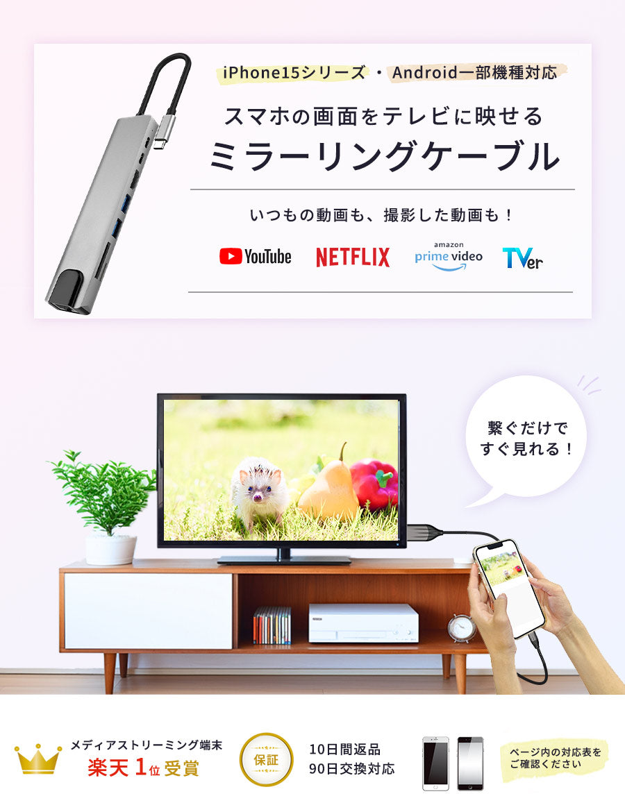 Type-CHDMI変換ケーブル