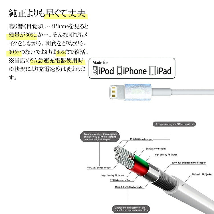アイフォン充電器iPhone急速充電器アイホン充電コードApple認証アダプターセットアイフォン11充電ケーブルライトニングiPad充電ケーブルmfi認証1m断線しにくい認証mfi2.4AUSB通信ライトニングケーブルXSMaxXR87SE