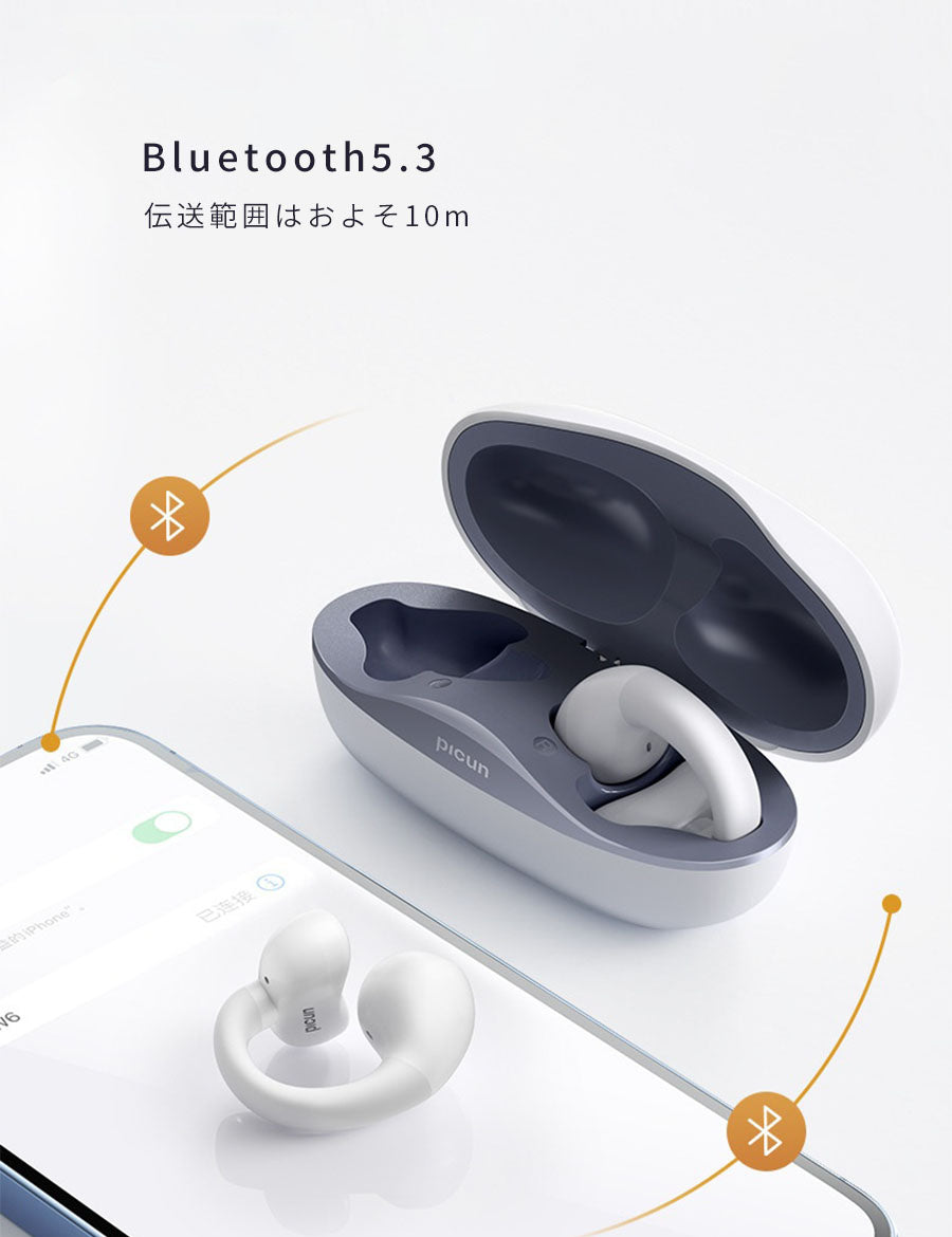 【クーポン有24日20時】ワイヤレスイヤホン骨伝導イヤホンワイヤレスBluetoothイヤーカフiPhoneBluetooth5.3耳を塞がないおしゃれ耳掛けイヤーカフ型落ちない外れにくいランニングスポーツテレワークハンズフリーブラックホワイトネイビー