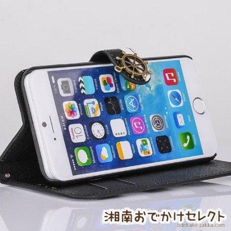 iPhone6s/6 ケース 手帳型 おしゃれ 6sPlus,SE/5s/5レザー ボーダー イカリ